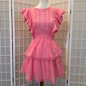 Elegant Pink Ruffled Mini Dress